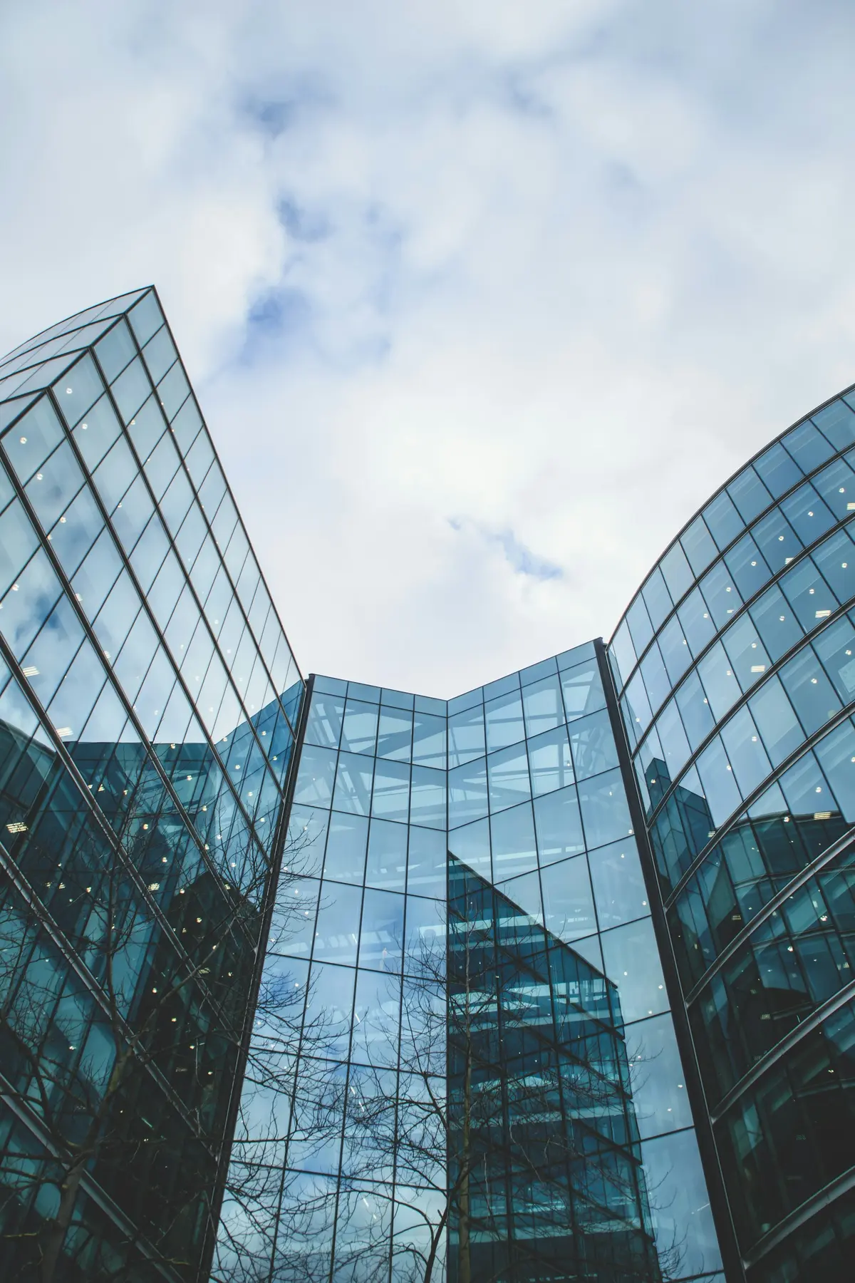 Contemporary glass office building facade